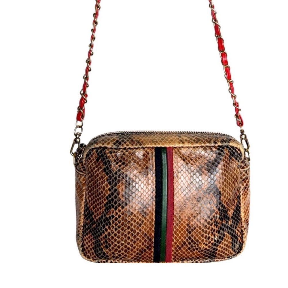 Clare V Snake Print Crossbody Midi Bag